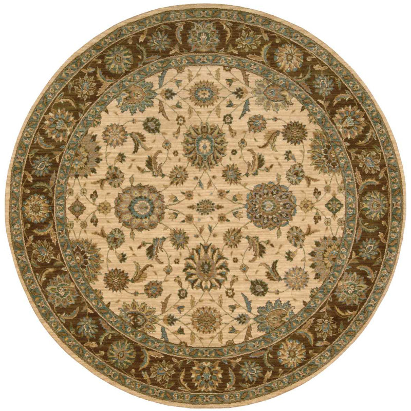 Crownover Wool Oriental Indoor Rug, Round 7'10"
