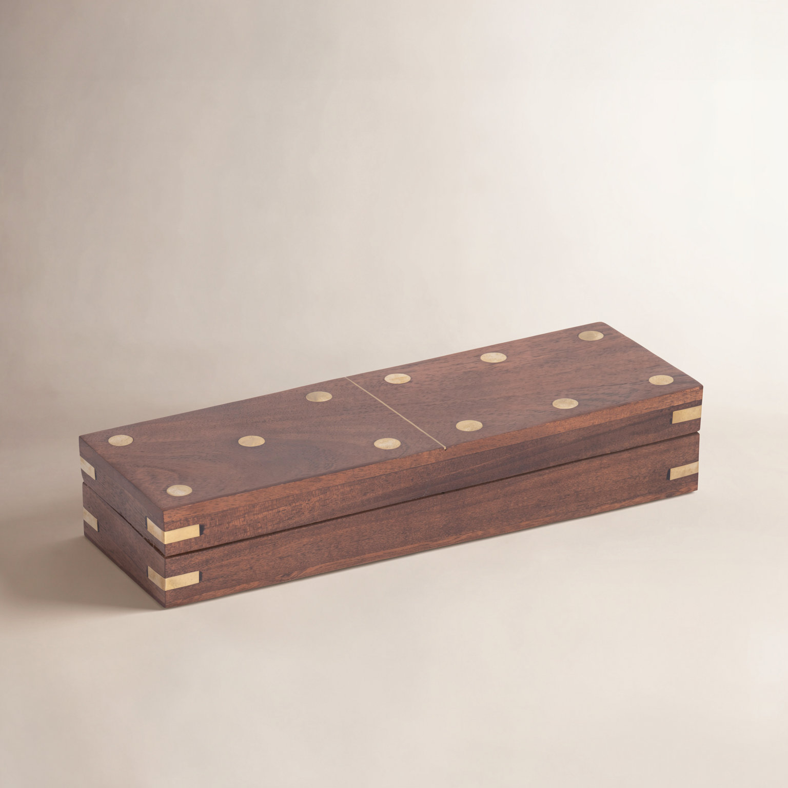 Wood, Dominoes Box, Rectangle, Dark Brown