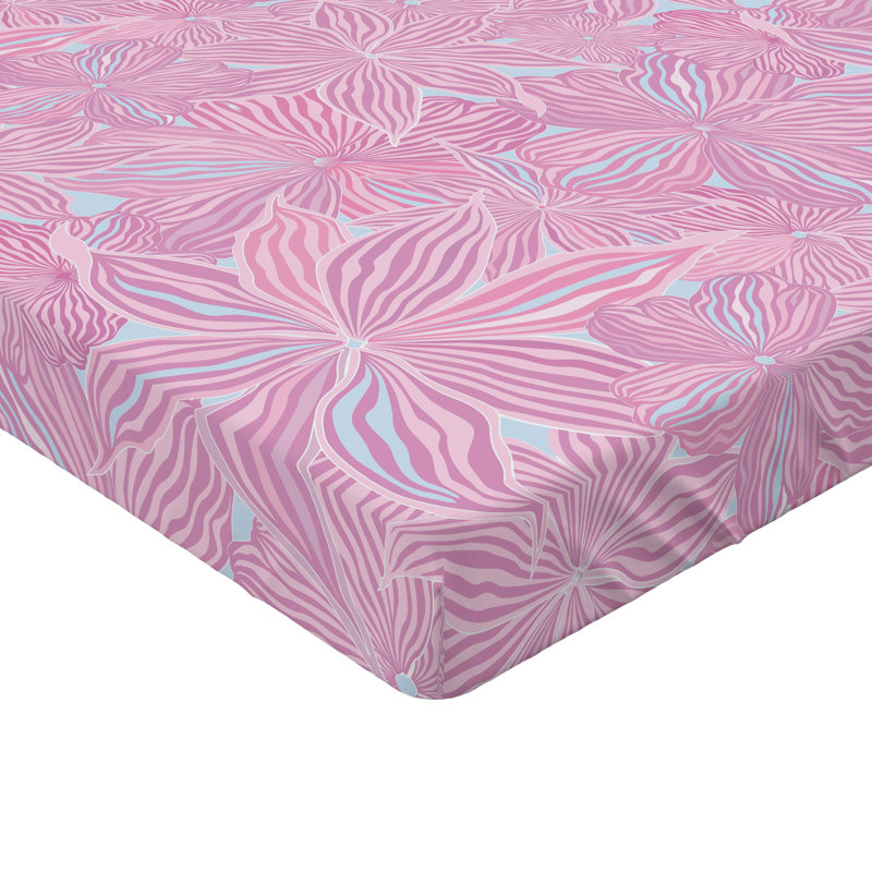 Drap-housse Ambesonne, Drap-housse de taille simple, Rose pâle, bleu pâle / floral