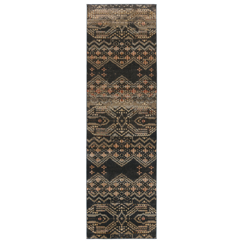 Tapis noir marocain Sanaa, Tapis de couloir de 2 pi 6 po x 8 pi
