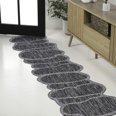 Monte Modern Rustic Abstract Dark Grey/Grey Indoor/Outdoor Rug