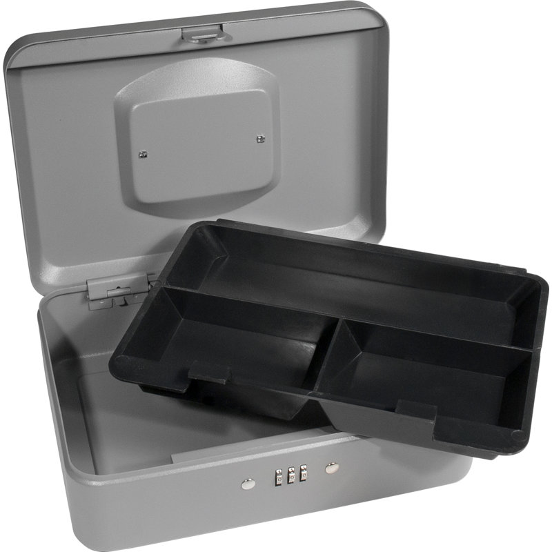 Gray Steel 10" Combination Lock Cash Box with Handle