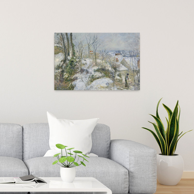 Rabbit Warren At Pontoise, Snow, 1879 Impressionist Abstract Contemporary Landscape Architecture Wall Art Print by Camille Pissarro - Wrapped Canvas Print