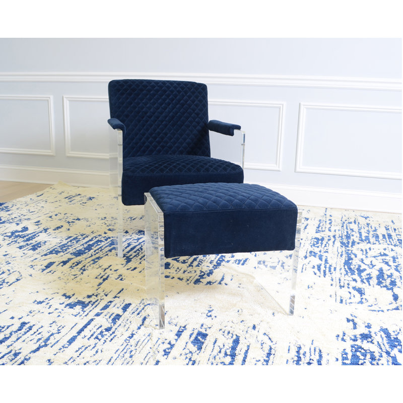 Tribecca Acrylic Base Accent Stool, Navy