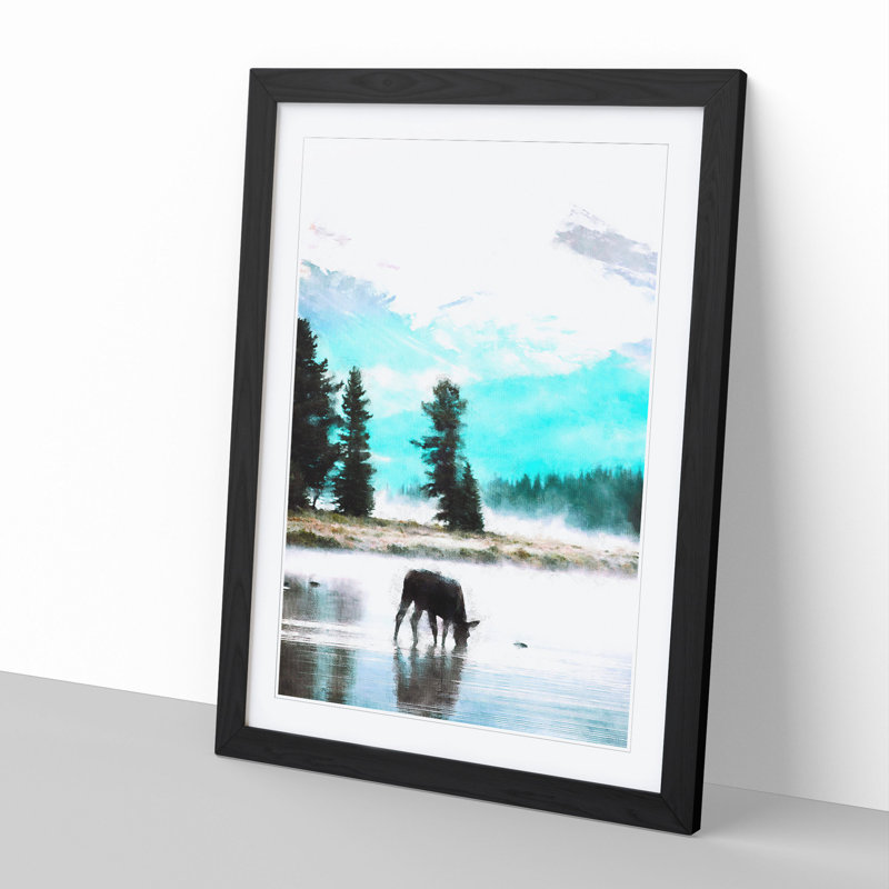 Donkey - Picture Frame Painting, 36cm H x 27cm W x 2cm D, Black Framed