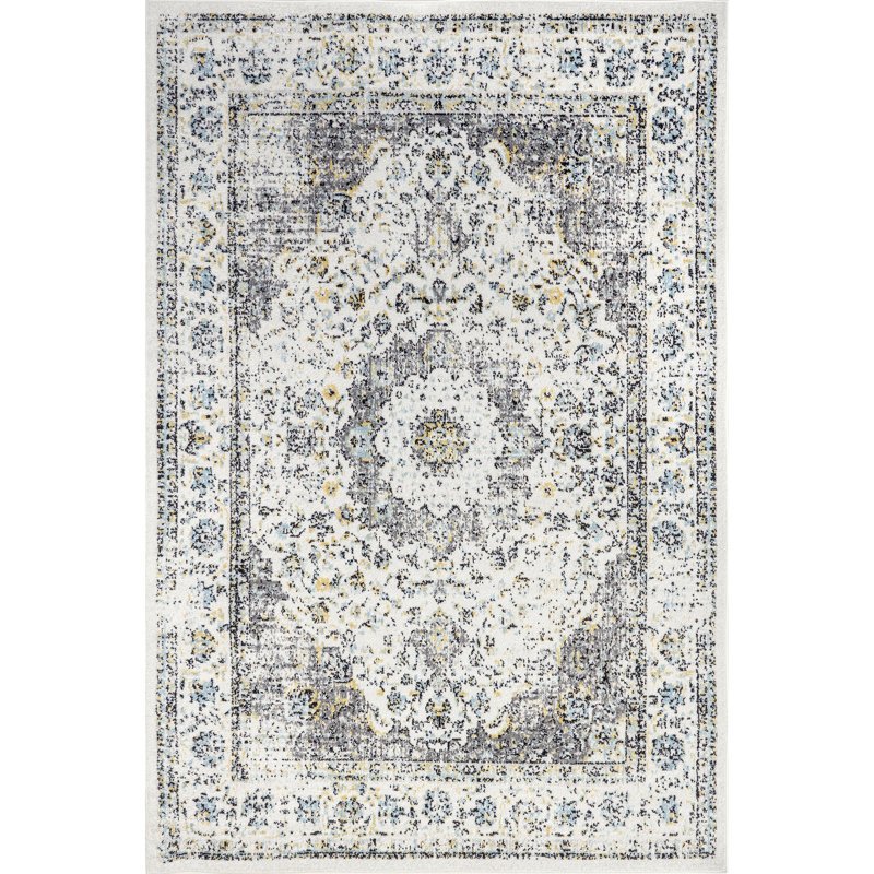 Julieann Power Loom Performance Oriental Gray/Charcoal Rug, Rectangle 12' x 15'