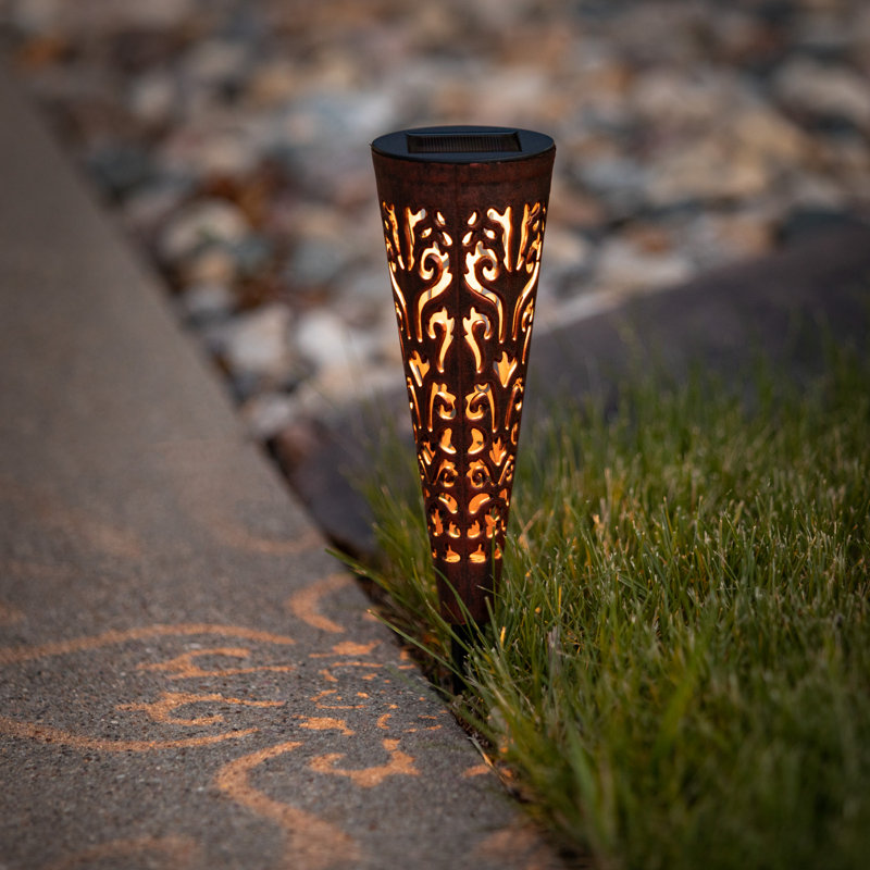 Copper and Black Patterned Solar LED Pathway Light