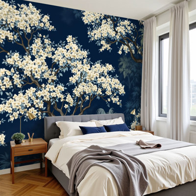 Papier peint adhésif chinoiserie Chinoiserie Botanical Trees