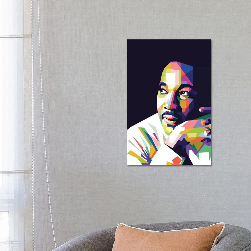Martin Luther King Jr par Dayat Banggai-impression d’art graphique, Toile tendue, Pas de tapis, H 26 po x l 18 po x 1,5 po