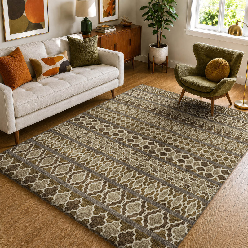 Tapis bohème shggy de rêve lavable à la machine de qualité supérieure, Mocha, 3' x 5'