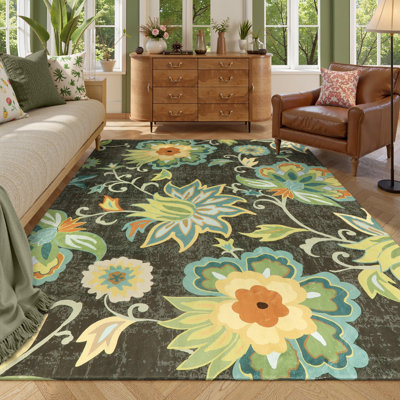 Tapis rétro lavable à la machine Garbrand