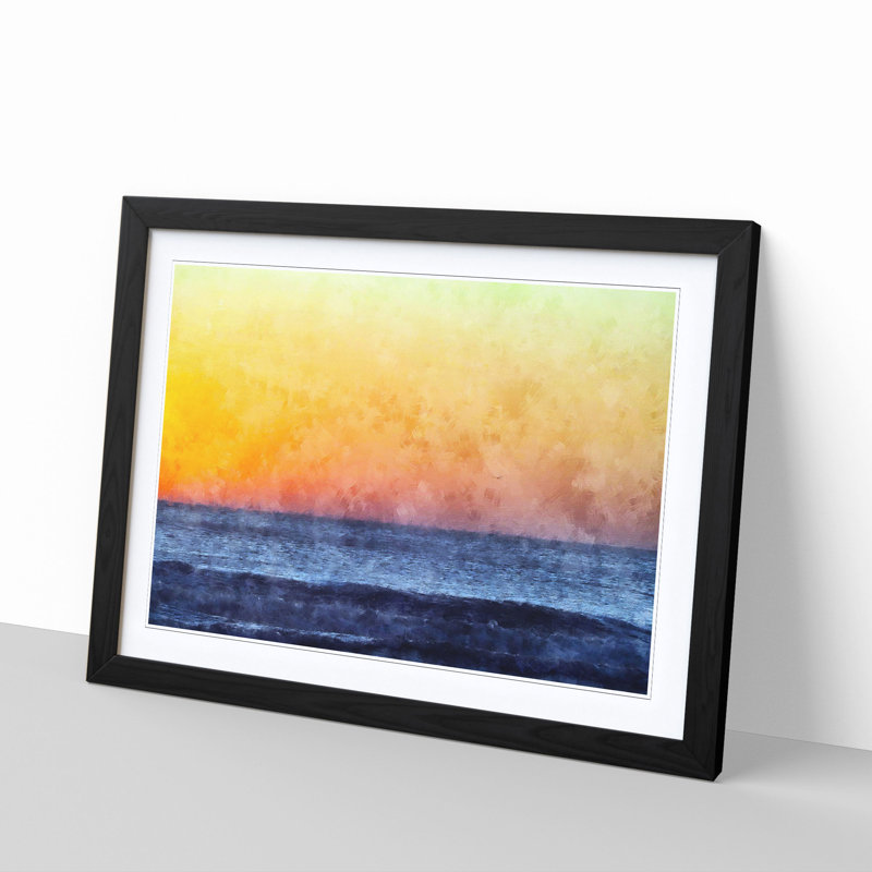 Orange Sunset Abstract - Picture Frame Graphic Art Print, 24cm H x 33cm W x 2cm D, Black Framed