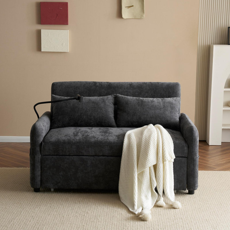 Aniyla 2 Seater Chenille Sofa Bed, Gray