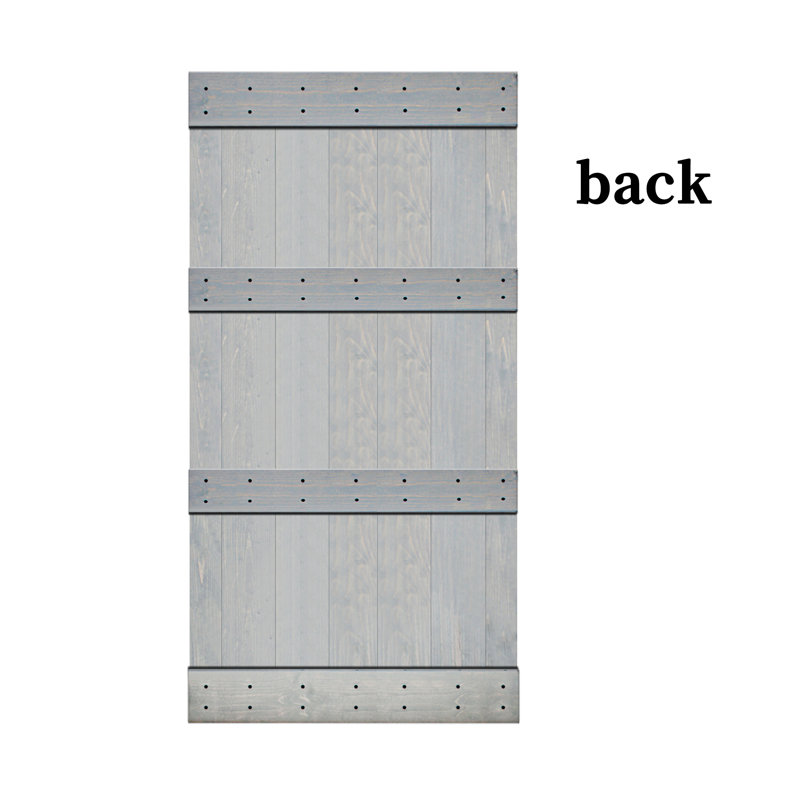 Porte de grange double à panneaux avec ensemble de quincaillerie d'installation, 84 po x 84 po, Gris français