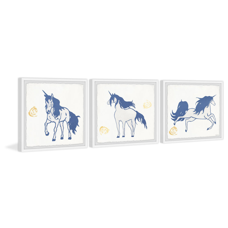 «George Hairy Unicorn Triptych», ensemble de 3 pièces encadrées, H 32 po x l 32 po