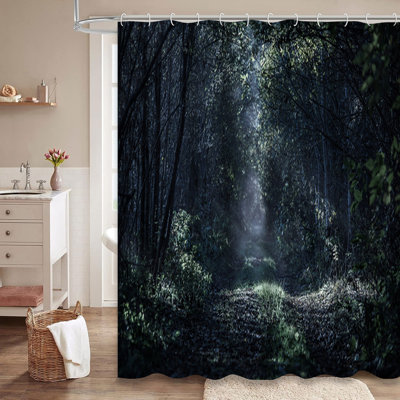 Rideau de douche droit avec 12 crochets