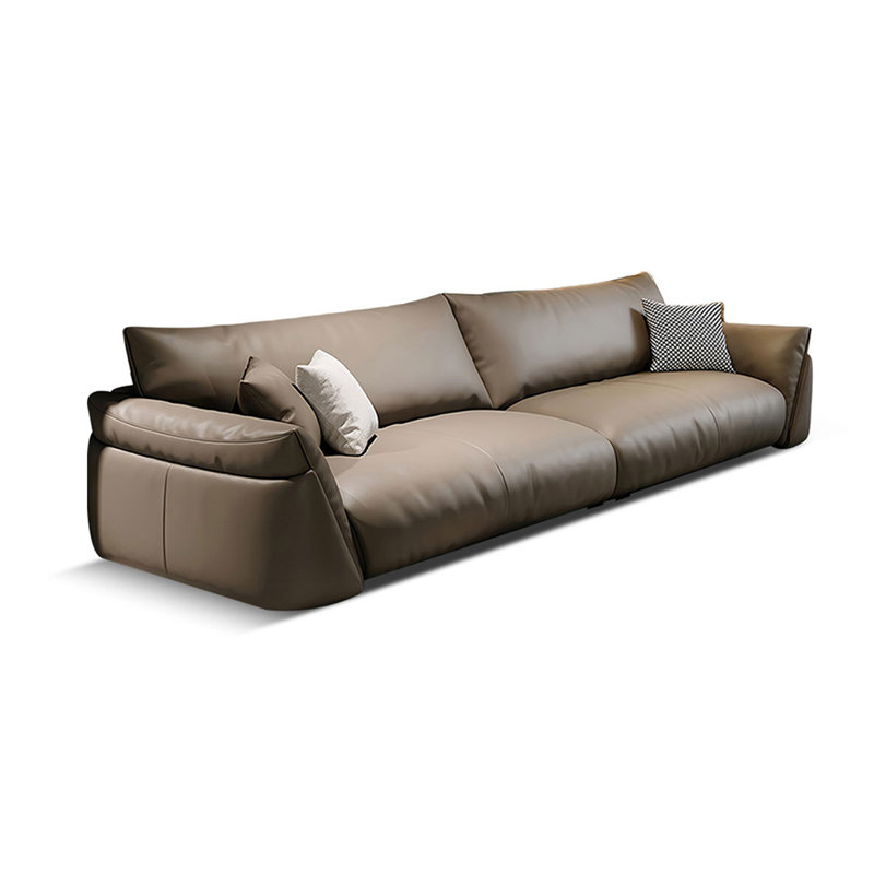 Canapé modulaire 98,43 "en cuir véritable brun, 98.43"W*38.58"D*33.07"H