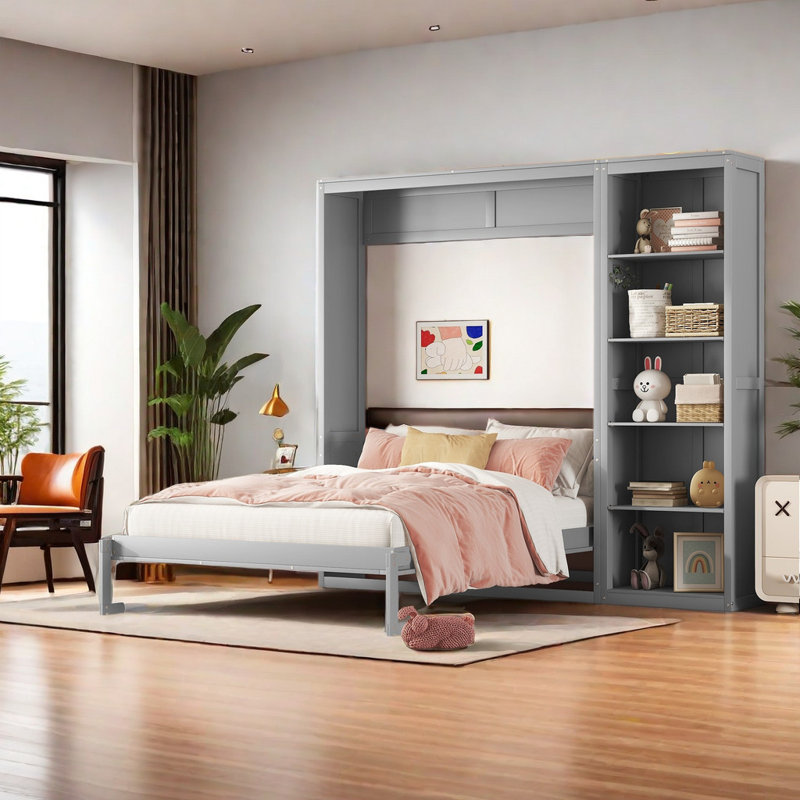 Lit escamotable Noehmi, gris