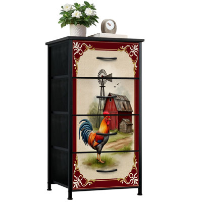 Commode rustique pour chambre à coucher avec 4 tiroirs de rangement