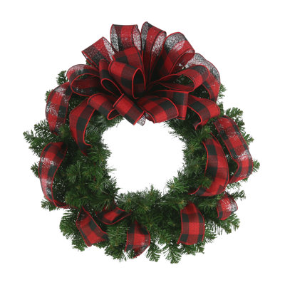 26'''' Wreath With Plaid Bow