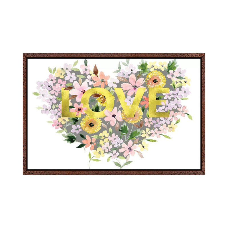 Love Heart by Stephanie Ryan - Painting on Canvas, Classic Brown Wood Floater Framed, 45.72cm H x 66.04cm W x 3.81cm D