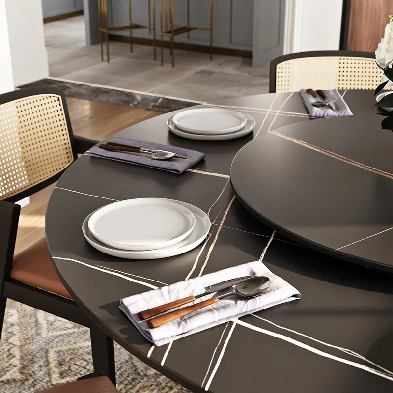Table de salle à manger CR039AEH-WFUS1, H 29,53 po x L 51,18 po x l 51,18 po, Noir, Bronze