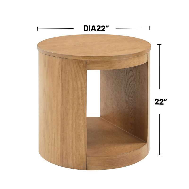 Table de bout ronde avec base creuse en chêne