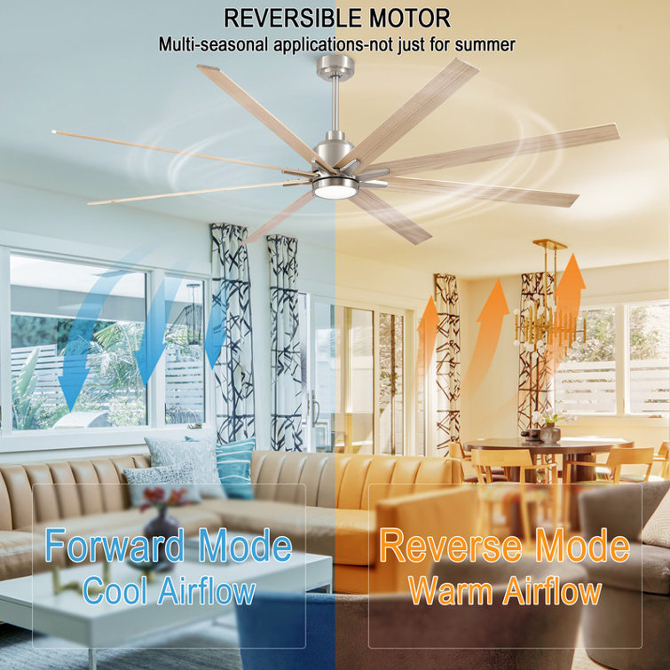 Oversized Windmill - Blade Modern Farmhouse Standard LED Ceiling Fan with Remote Control and Light Kit Included