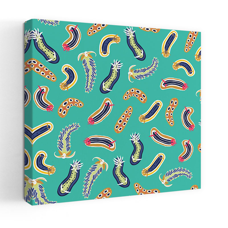 Art contemporain, océan abstrait coloré, art tropical, H 18 po x l 18 po