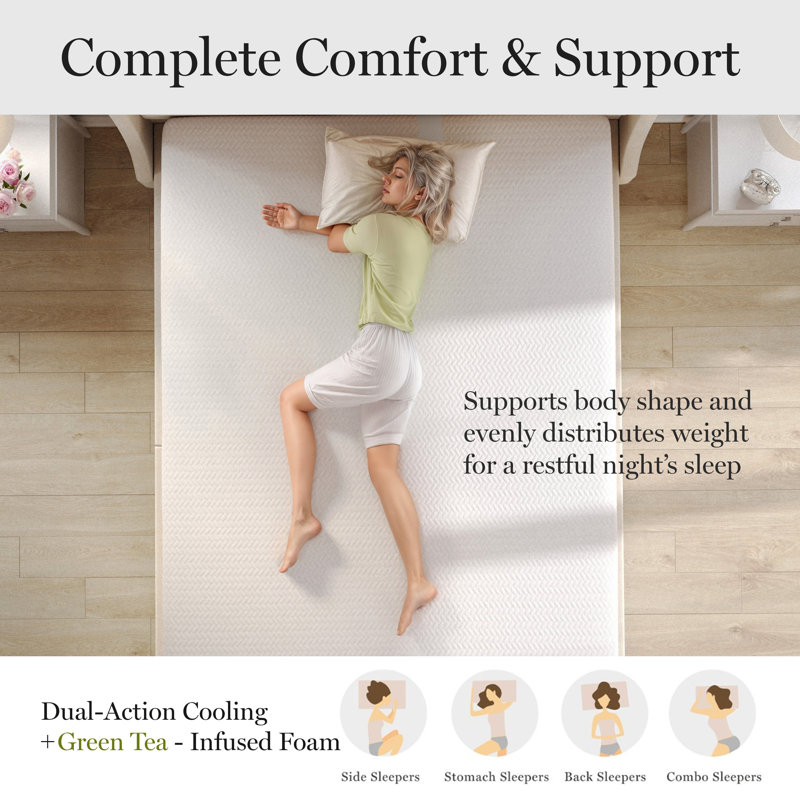 Full Size White Gel Memory Foam Adjustable Bed