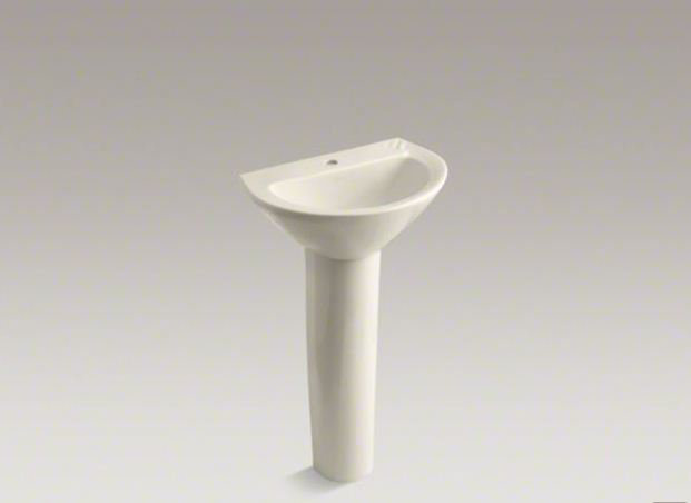 Parigi® Ceramic 20" Pedestal Bathroom Sink, Almond, Single