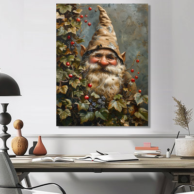 Gnome de jardin d'automne rouge et vert
