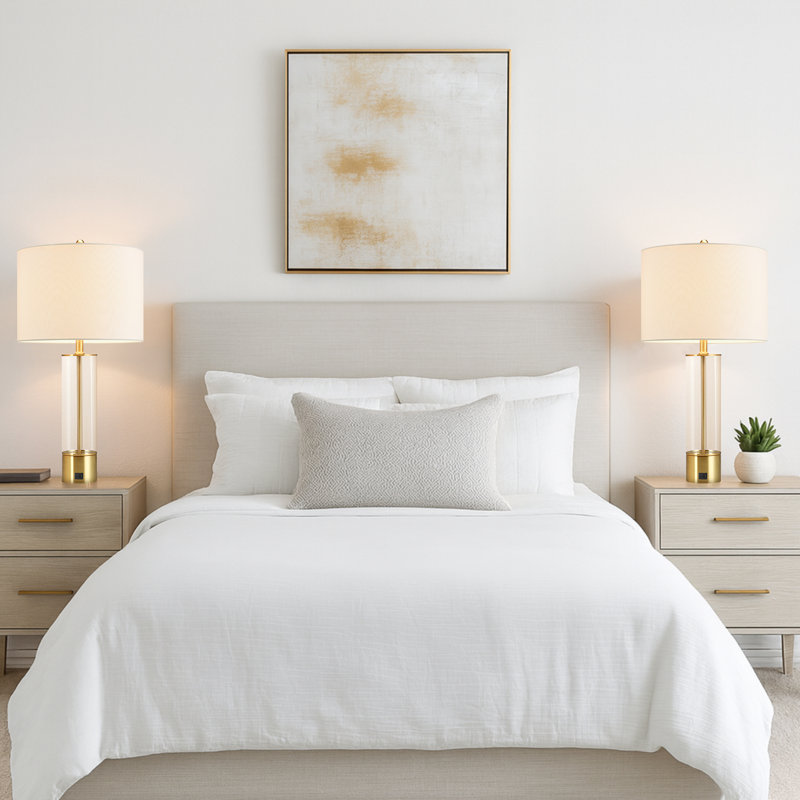 2-Pack USB Table Lamp With White Shades and Type C Port