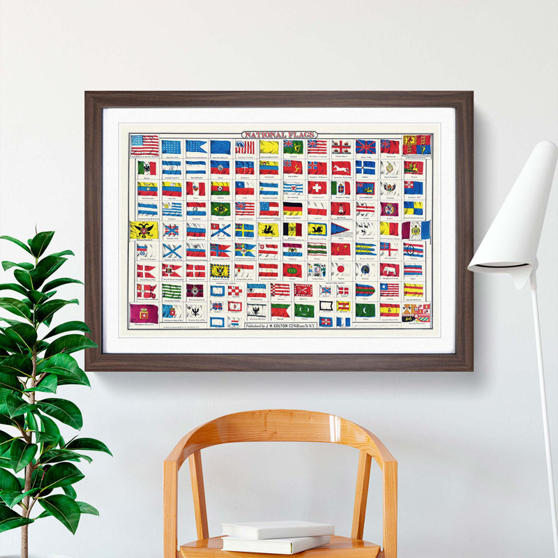 National Flags - Framed Print, Walnut Framed, 48cm H x 65cm W x 2cm D