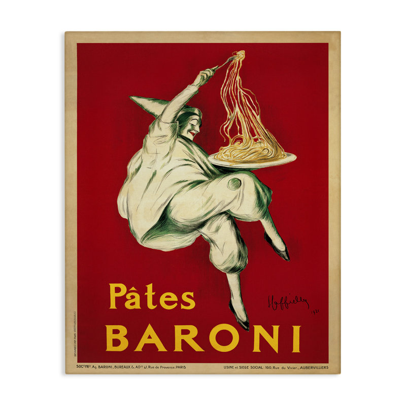 "Pates Baroni", affiche rétro sur toile par Marcello Dudovich, H 40 po x l 30 po