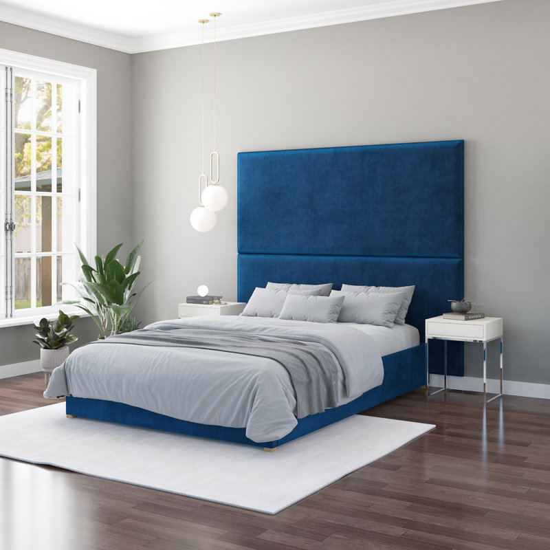 Nayali 90cm x 210cm Upholstered Wall Paneling, Navy
