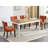 Mid Century Modern 2 Dining , Orange Linen Upholstered Chairs With Curved And Copper Nails, Hardwood Build For Stability, Foam Cushion A Relaxing Seat Of 2 Chairs, Orange. Fabric Chair Decorated