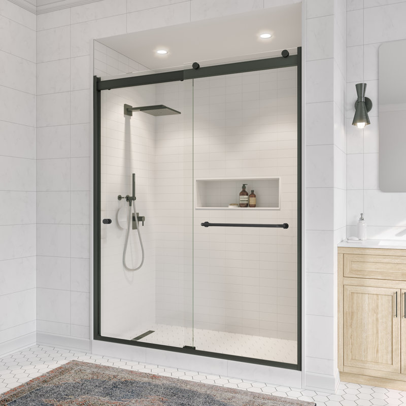 Rotolo 48'' - W x 70'' H Bypass Door Semi-Frameless Shower Door with, AquaGlideXP Clear