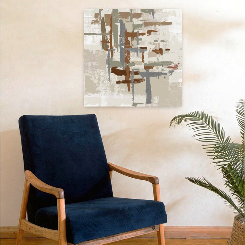 Tissage moderne I, art géométrique minimaliste abstrait, H 24 po x l 24 po