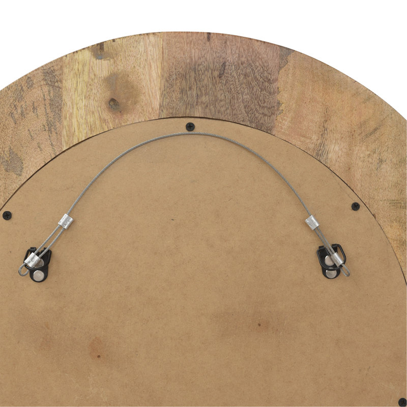 MANGO WOOD  / ALUMINIUM FITTED  ROUND MIRROR