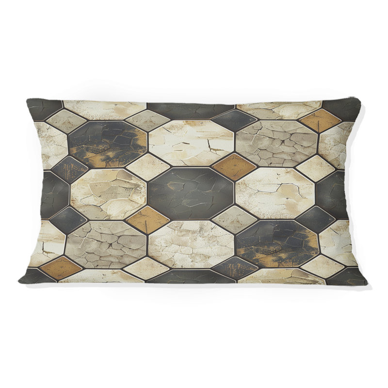 Coussin brun Hexagon Tiles II - Mid-Century