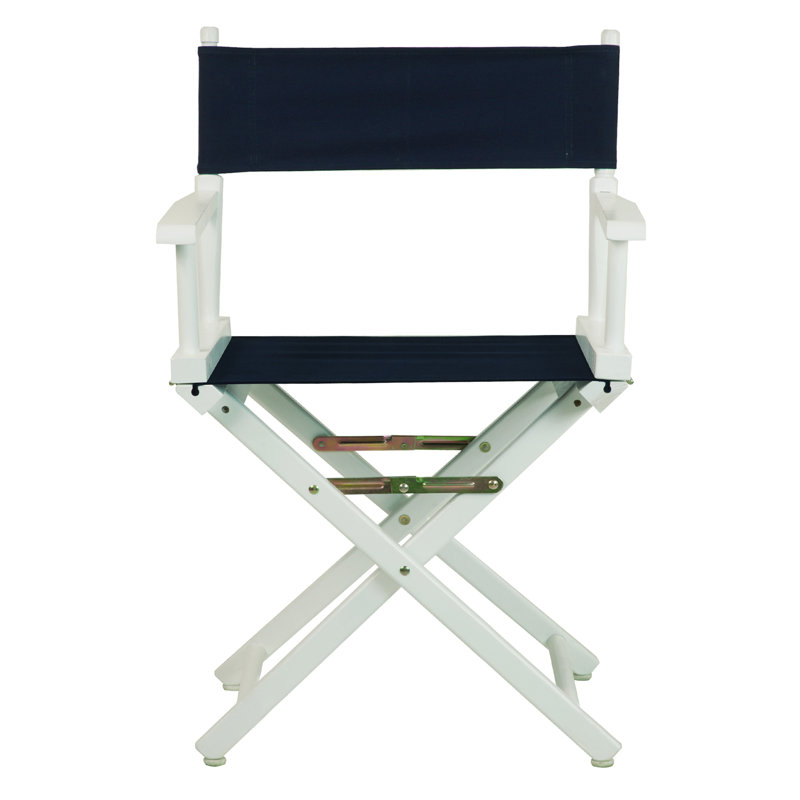 Chaise de réalisateur pliante 18 po, Bleu marine, Blanc