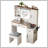 Farmhouse Vanity Desk with Sliding Mirror and Lights, Vanity Set with Glass Top and Charging Station ,Dressing Table with 4 Drawers and 2 Cabinets, Dressing Table with Stool for Bedroom, White-109919681