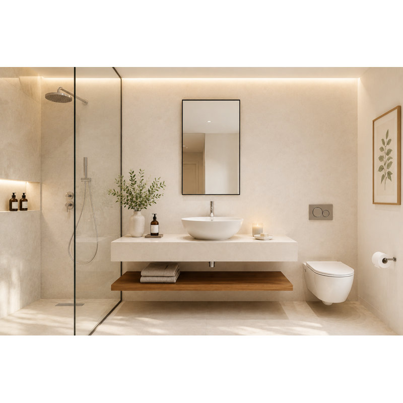 24" x 13.8" Bone Concrete Oval Vessel Bathroom Sink, Bone 