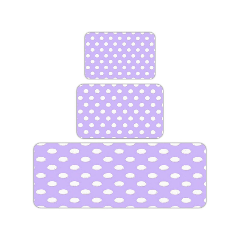 Ensemble de 3 tapis de cuisine lavande à pois pour cuisine et chambre de bébé