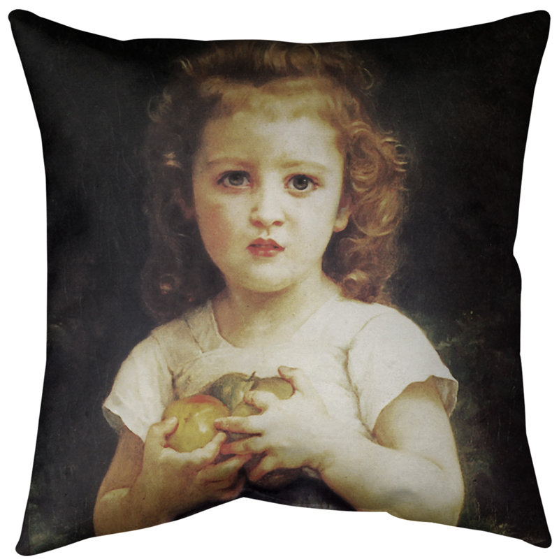 Coussin décoratif avec pommes little fille, 18 po x 18 po, Sergé de coton