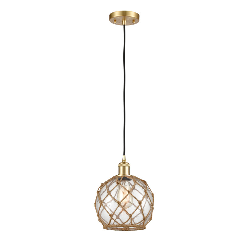 Luminaire suspendu sphère 1 lumière Tobey, Clair/Brun, H 120 po x l 8 po x P 8 po, Or satiné