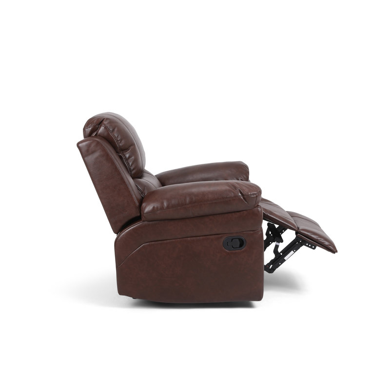 Kaneb 97cm Wide Faux Leather Standard Recliner, Brown Faux Leather