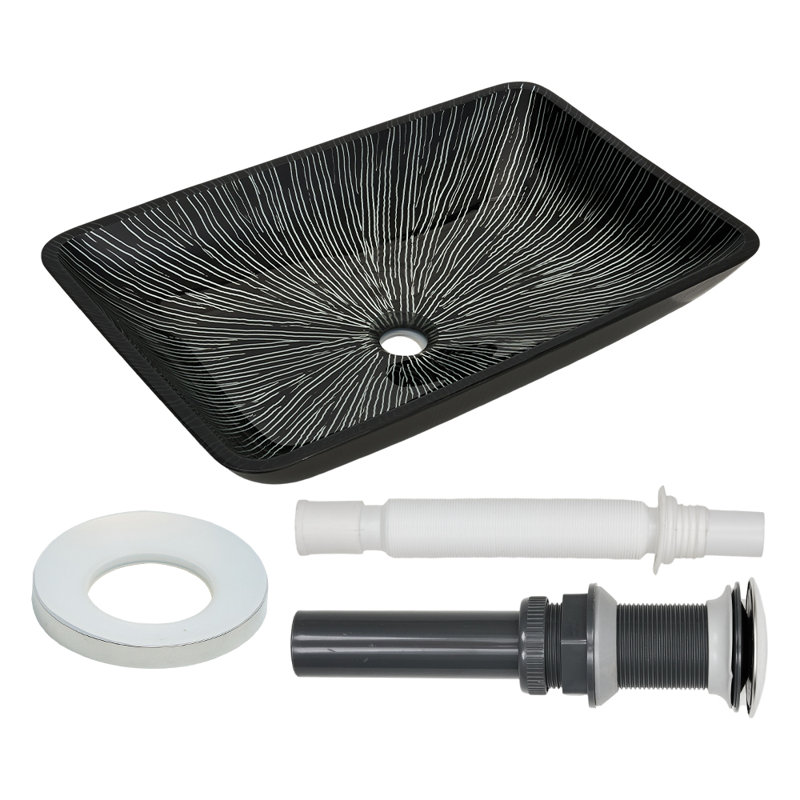 Belfry Bathroom 570mm L x 370mm W Satin Black Tempered Glass Rectangular Sink