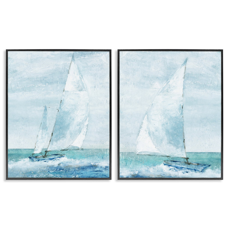 Ensemble de 2 giclées d'art maritime encadrées, par Carol Robinson, Giclée encadrée noir minuit, H 30 po x l 48 po